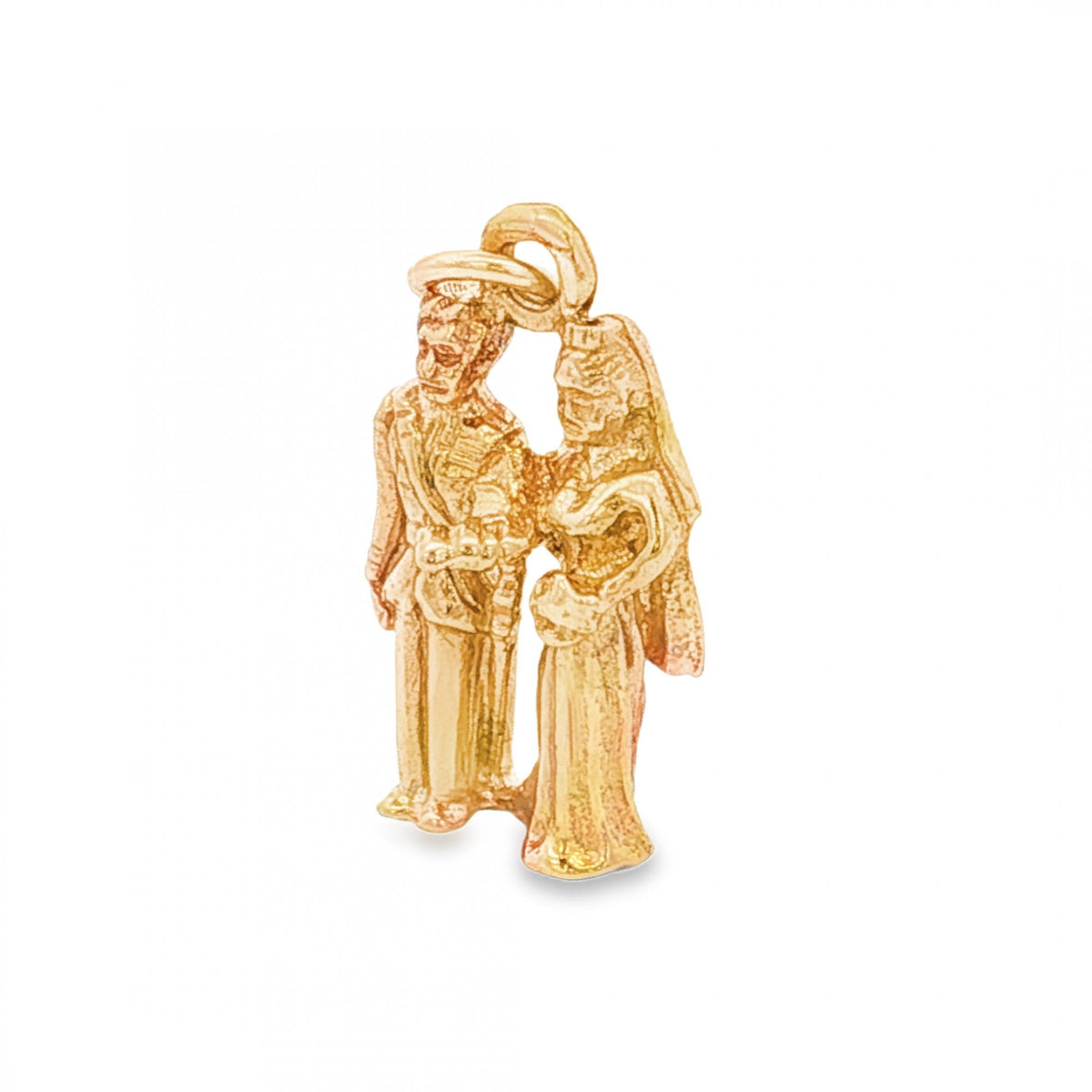 9ct Yellow Gold Bride & Groom Pendant - 9x17x5mm - 1.9g