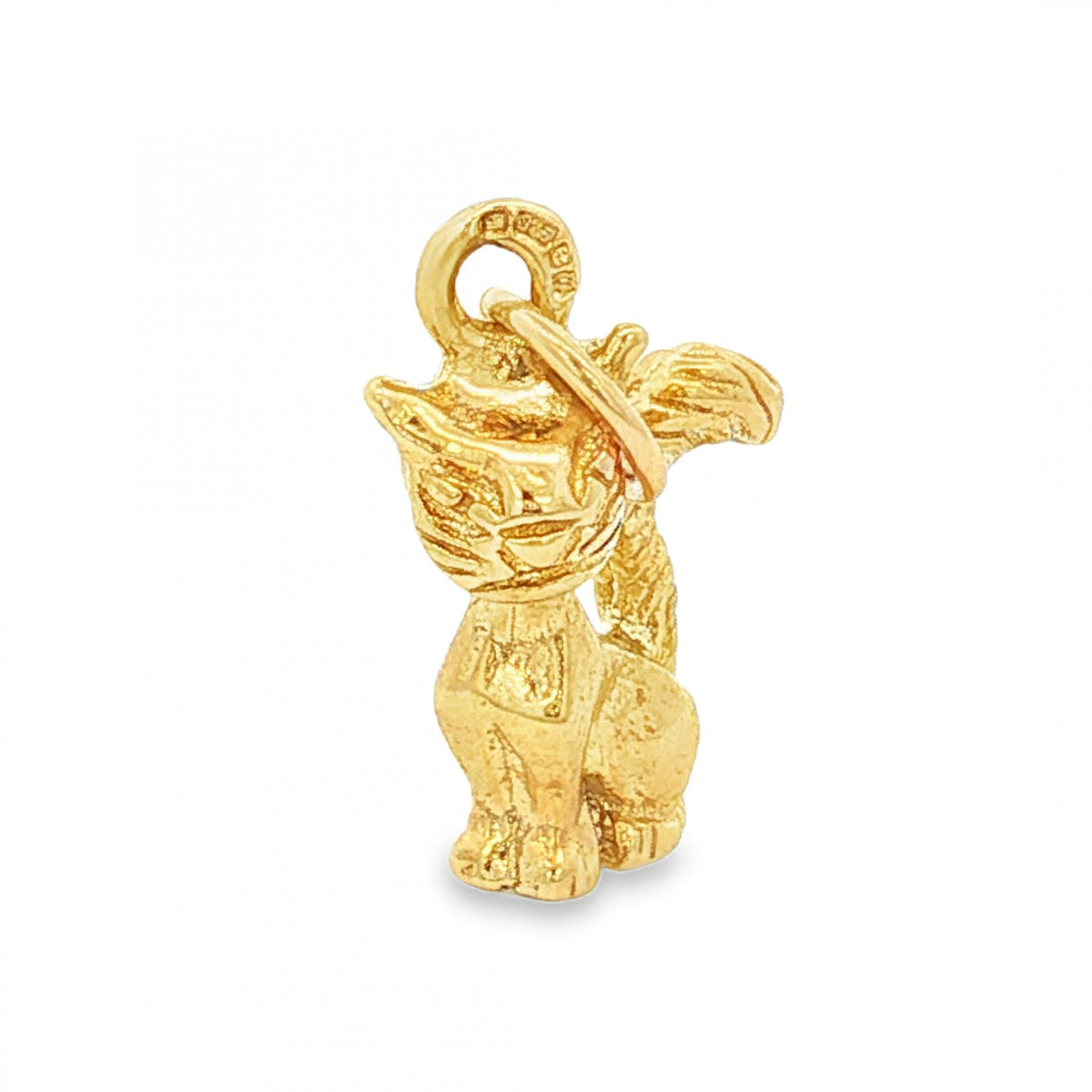 9ct Yellow Gold Cat Charm - 16x11x5mm - 2.1g
