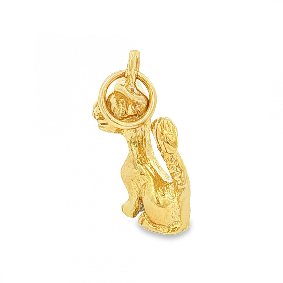 9ct Yellow Gold Cat Charm - 16x11x5mm - 2.1g
