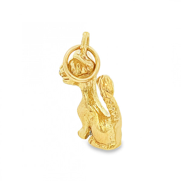 9ct Yellow Gold Cat Charm - 16x11x5mm - 2.1g