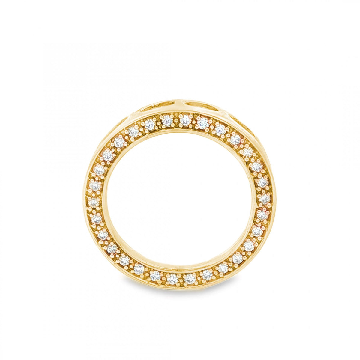 9ct Yellow Gold Open Circle Diamond Pendant - 16x16x3mm - 1.2g