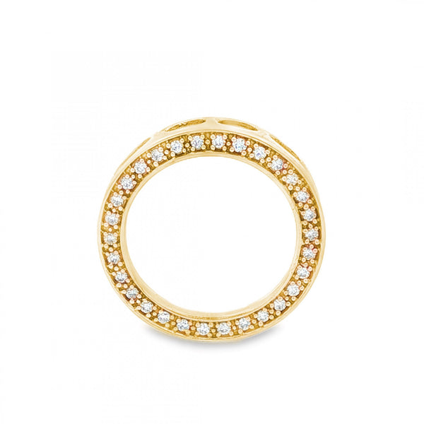 9ct Yellow Gold Open Circle Diamond Pendant - 16x16x3mm - 1.2g