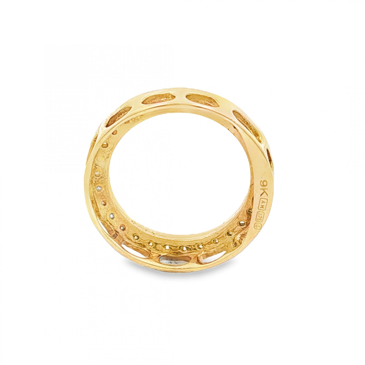 9ct Yellow Gold Open Circle Diamond Pendant - 16x16x3mm - 1.2g