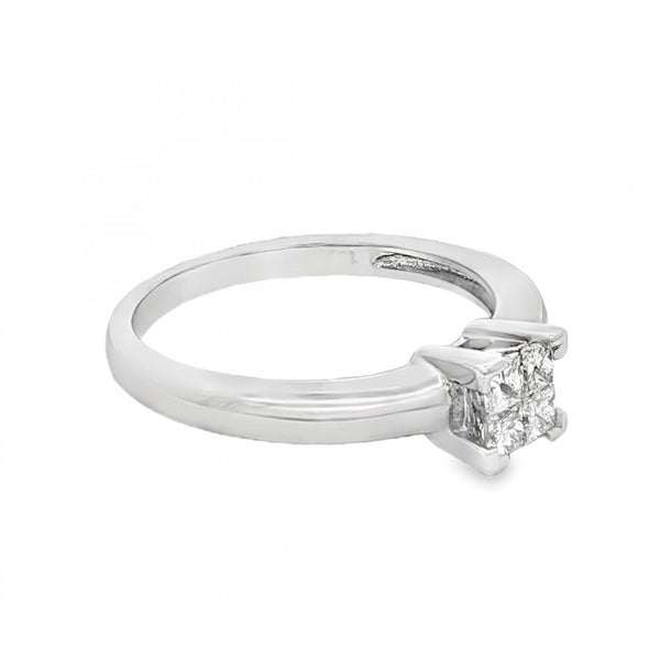18ct White Gold Pressure-Set Diamond Engagement Ring - 0.20ct