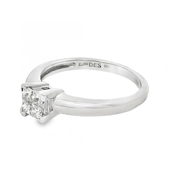 18ct White Gold Pressure-Set Diamond Engagement Ring - 0.20ct