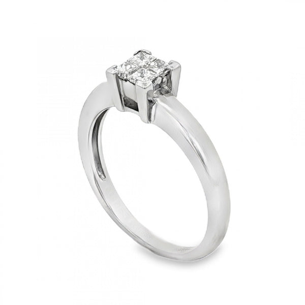 18ct White Gold Pressure-Set Diamond Engagement Ring - 0.20ct