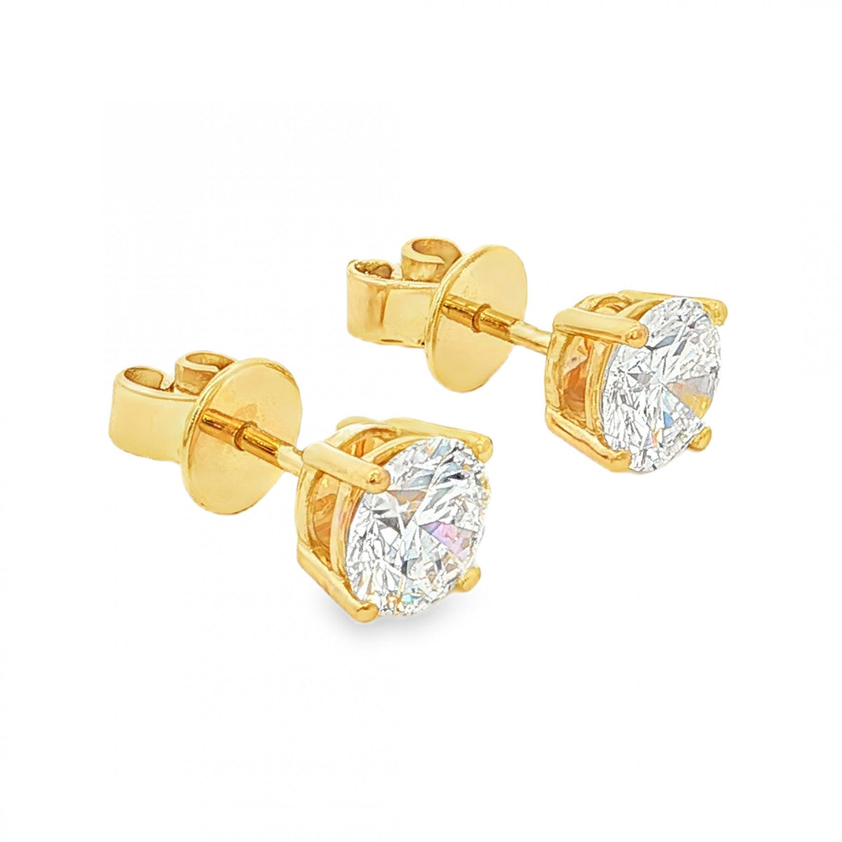1.84ct Yellow Gold Ceritified Round Diamond Stud Earrings -VS1/D