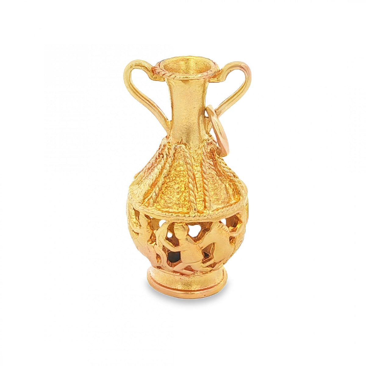9ct Yellow Gold Hunter Cut-Out Vase Charm - 28x15x14mm - 6.0g