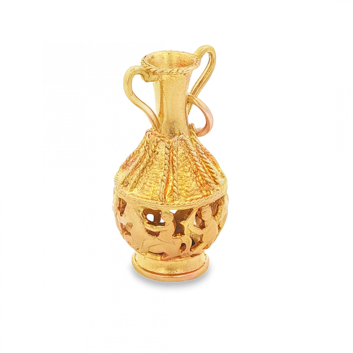 9ct Yellow Gold Hunter Cut-Out Vase Charm - 28x15x14mm - 6.0g