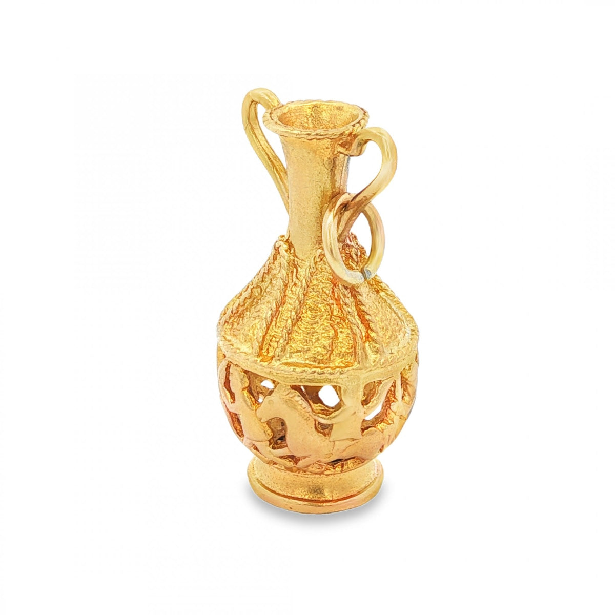 9ct Yellow Gold Hunter Cut-Out Vase Charm - 28x15x14mm - 6.0g