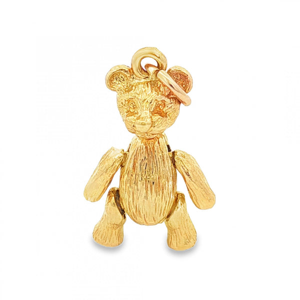 9ct Yellow Gold Teddy Bear Charm - 23x14x7mm - 4.7g