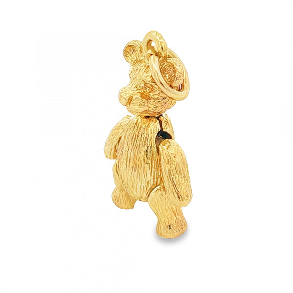 9ct Yellow Gold Teddy Bear Charm - 23x14x7mm - 4.7g