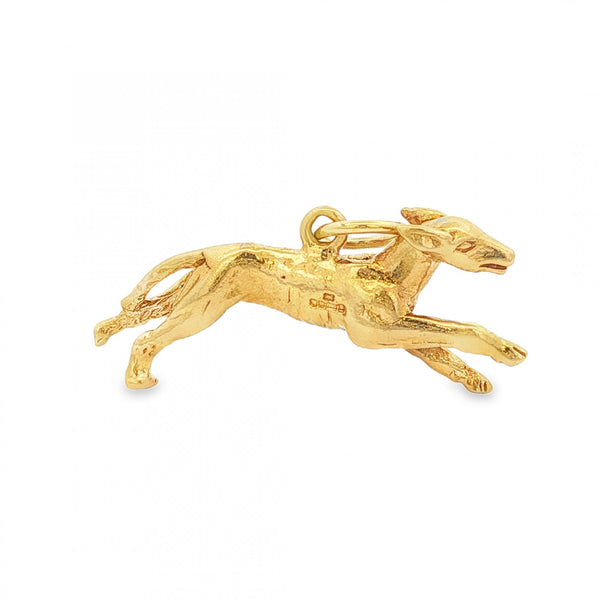9ct Yellow Gold Greyhound Pendant - 33x14x6mm - 5.1g