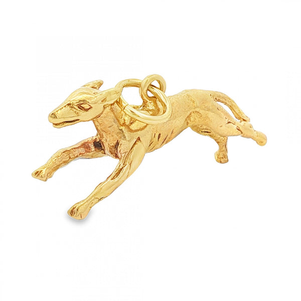 9ct Yellow Gold Greyhound Pendant - 33x14x6mm - 5.1g