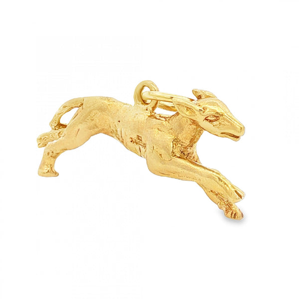 9ct Yellow Gold Greyhound Pendant - 33x14x6mm - 5.1g