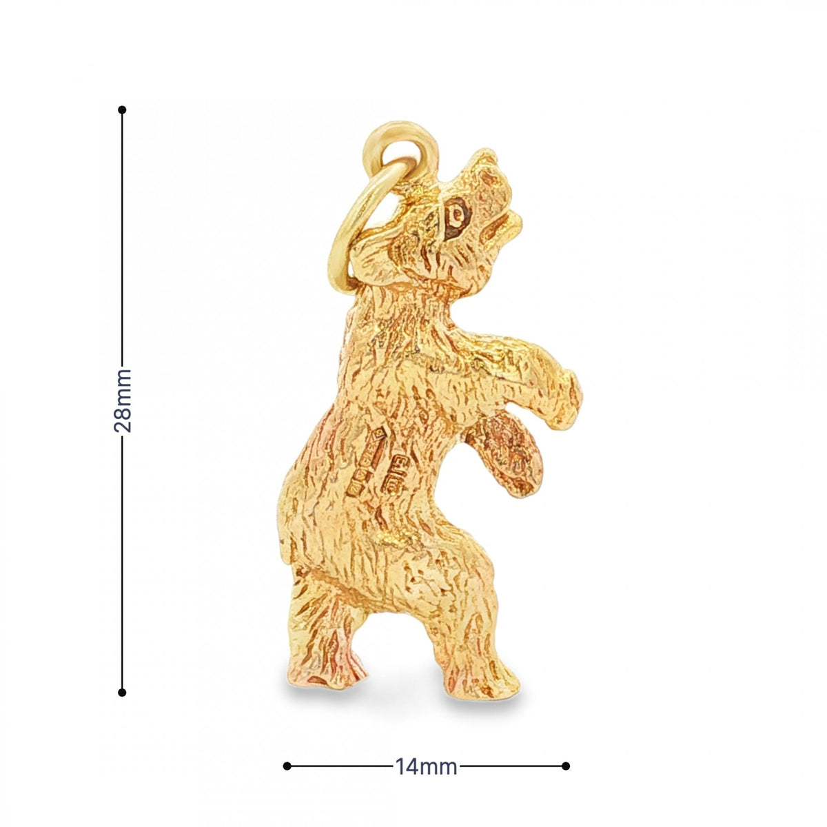 9ct Yellow Gold Bear Pendant - 14x28x5mm - 5.6g