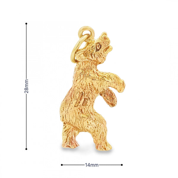 9ct Yellow Gold Bear Pendant - 14x28x5mm - 5.6g