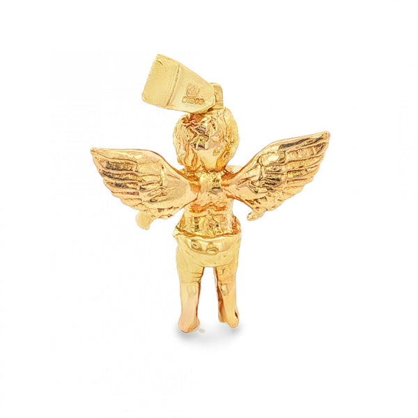 9ct Yellow Gold Cherub Pendant - 20x22x8mm - 5.1g
