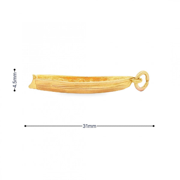9ct Yellow Gold “Nornour” Engraved Canoe Pendant -31x4.5mm -2.0g