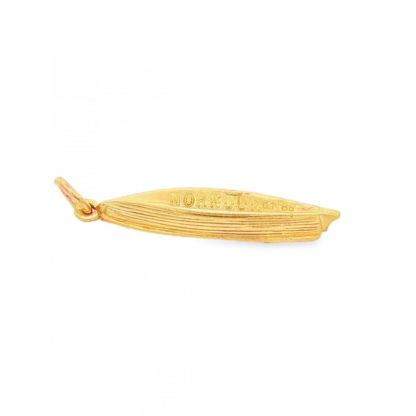 9ct Yellow Gold “Nornour” Engraved Canoe Pendant -31x4.5mm -2.0g