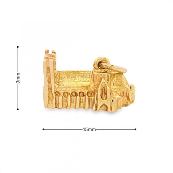 9ct Yellow Gold Church Charm - 15x9x9mm - 2.4g
