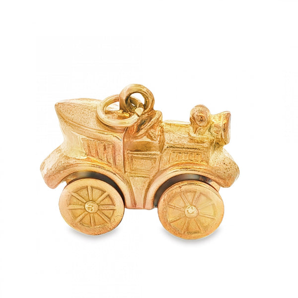 9ct Yellow Gold Old Car Charm - 22x16x9mm - 3.2g
