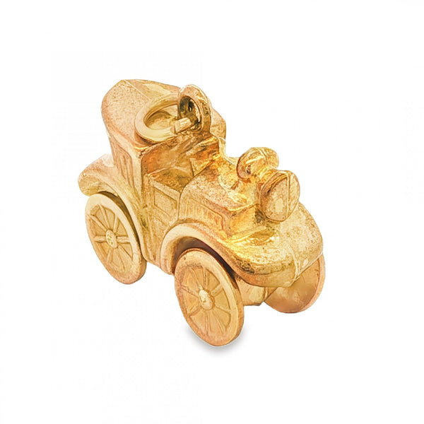 9ct Yellow Gold Old Car Charm - 22x16x9mm - 3.2g