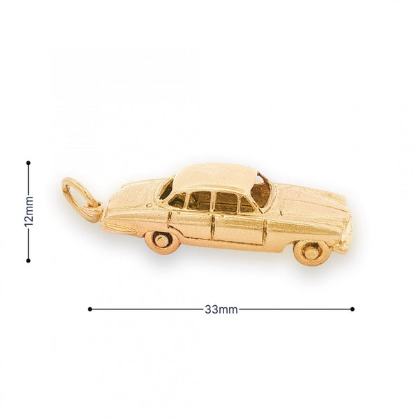 9ct Yellow Gold Old Car Pendant - 12x9x33mm - 7.2g
