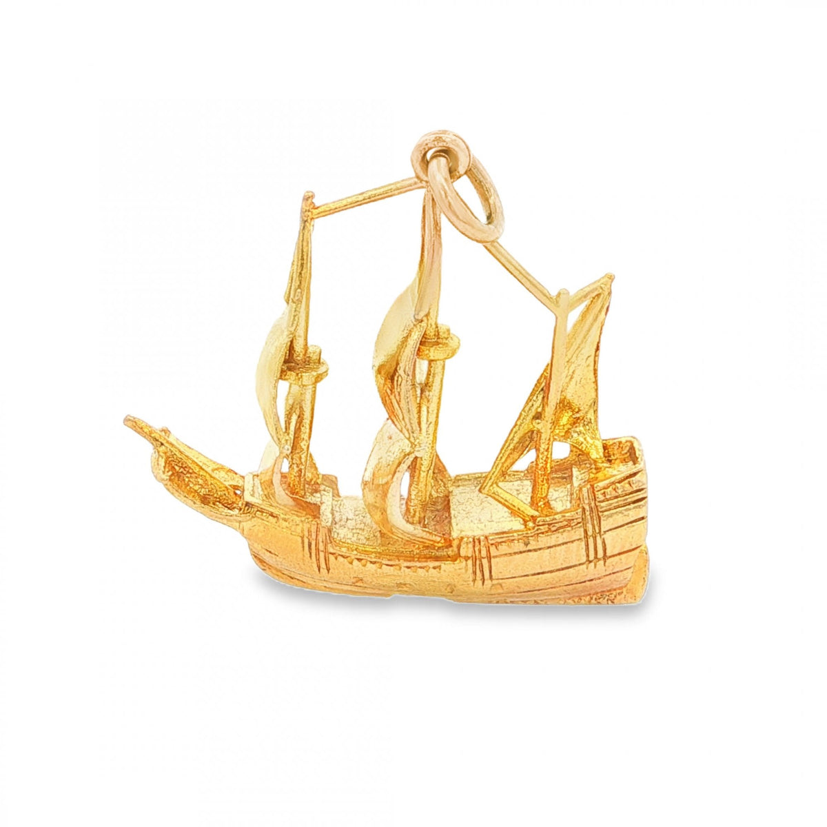 9ct Yellow Gold Galleon Charm - 26x26x12mm - 5.3g