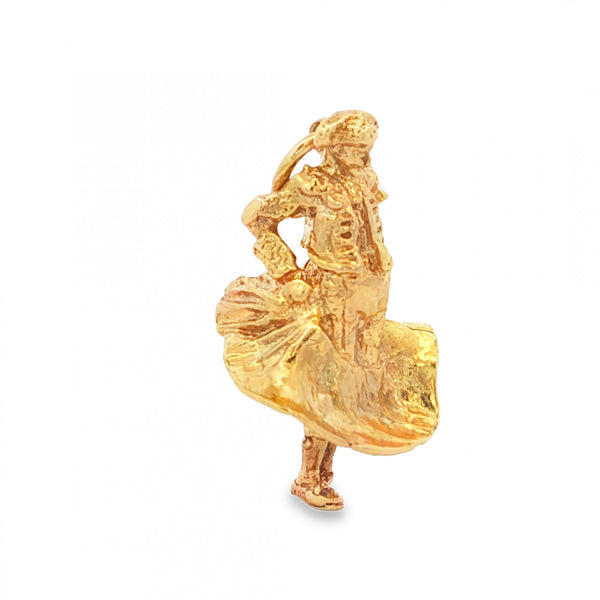 9ct Yellow Gold Bull Fighter Pendant - 17x26x15mm - 5.5g