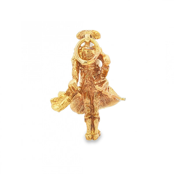 9ct Yellow Gold Bull Fighter Pendant - 17x26x15mm - 5.5g
