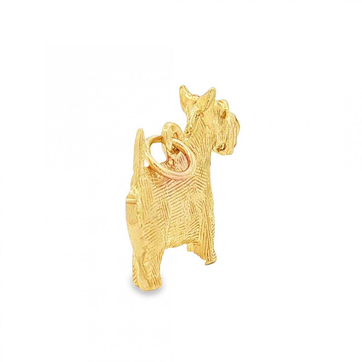 9ct Yellow Gold Dog Charm - 17x15x3.5mm - 2.6g