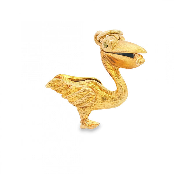 9ct Yellow Gold Stork Pendant - 23x21x8mm - 5.0g