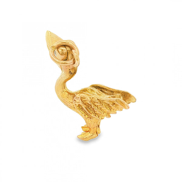 9ct Yellow Gold Stork Pendant - 23x21x8mm - 5.0g