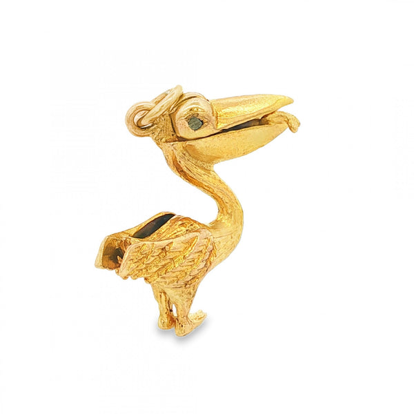 9ct Yellow Gold Stork Pendant - 23x21x8mm - 5.0g