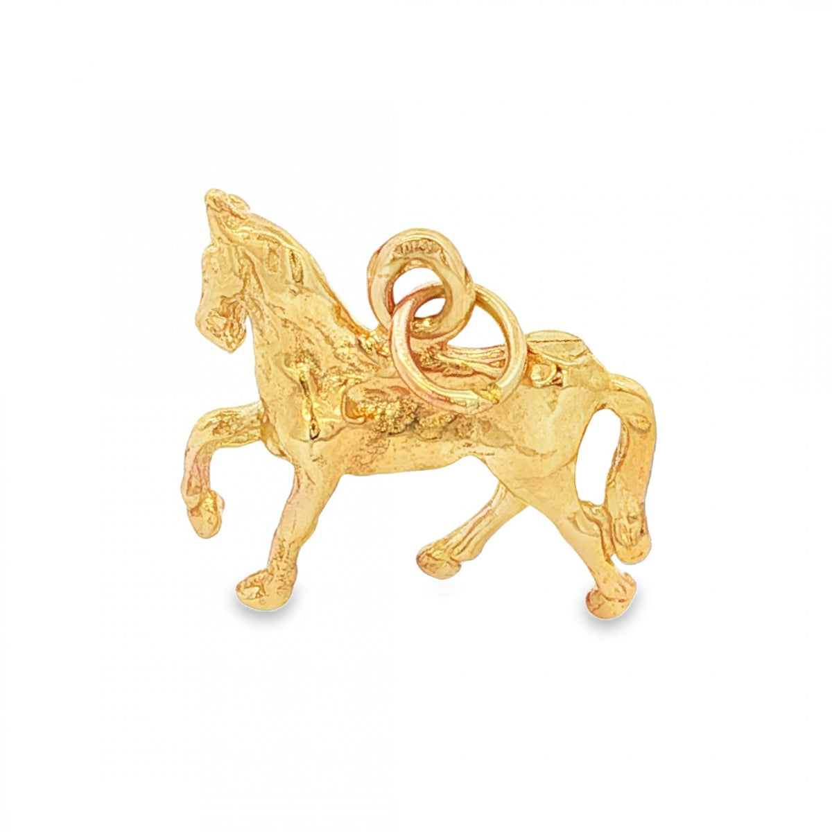 9ct Yellow Gold Horse Charm - 16x14x4mm - 1.9g