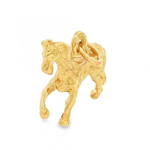 9ct Yellow Gold Horse Charm - 16x14x4mm - 1.9g