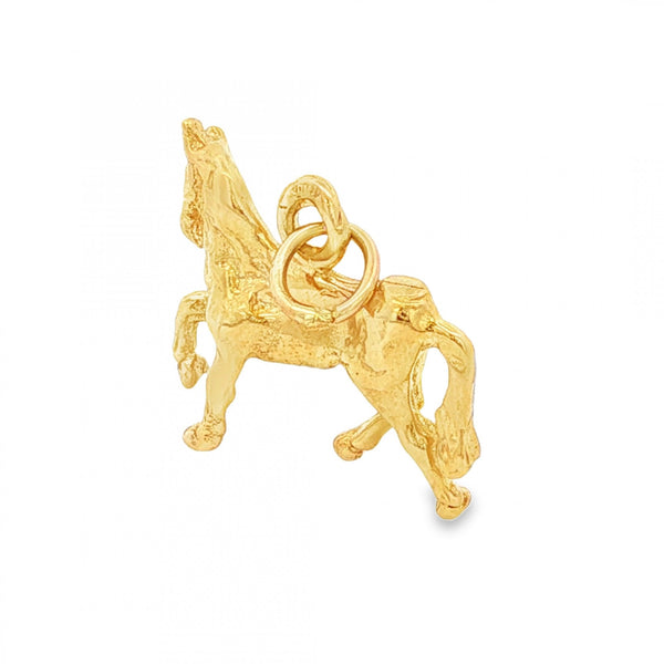 9ct Yellow Gold Horse Charm - 16x14x4mm - 1.9g