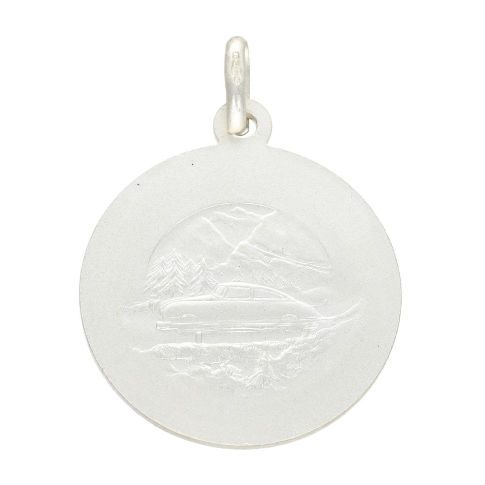925 Sterling Silver Bevelled-Edge St. Christopher Pendant - 8.6g
