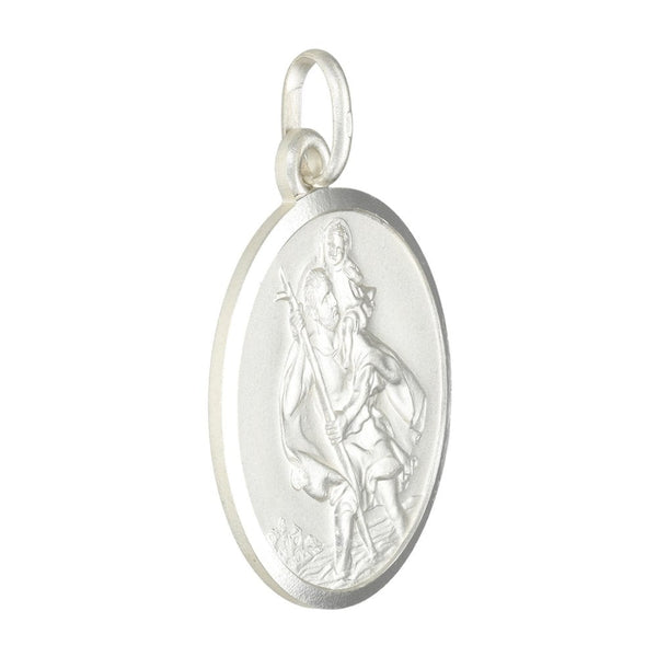 925 Sterling Silver Bevelled-Edge St. Christopher Pendant - 8.6g
