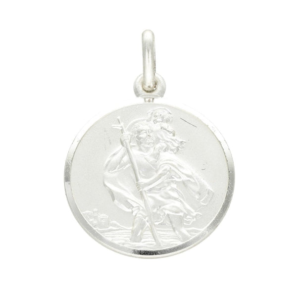 925 Sterling Silver Bevelled-Edge St. Christopher Pendant - 6.6g