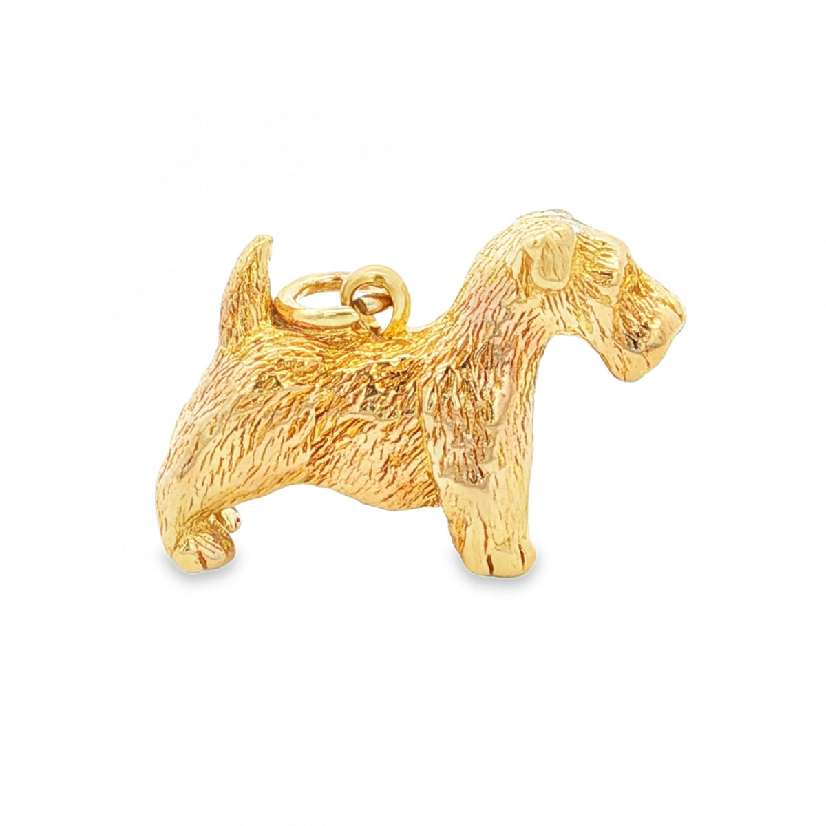 9ct Yellow Gold Terrier Dog Pendant - 21x14x6mm - 6.5g