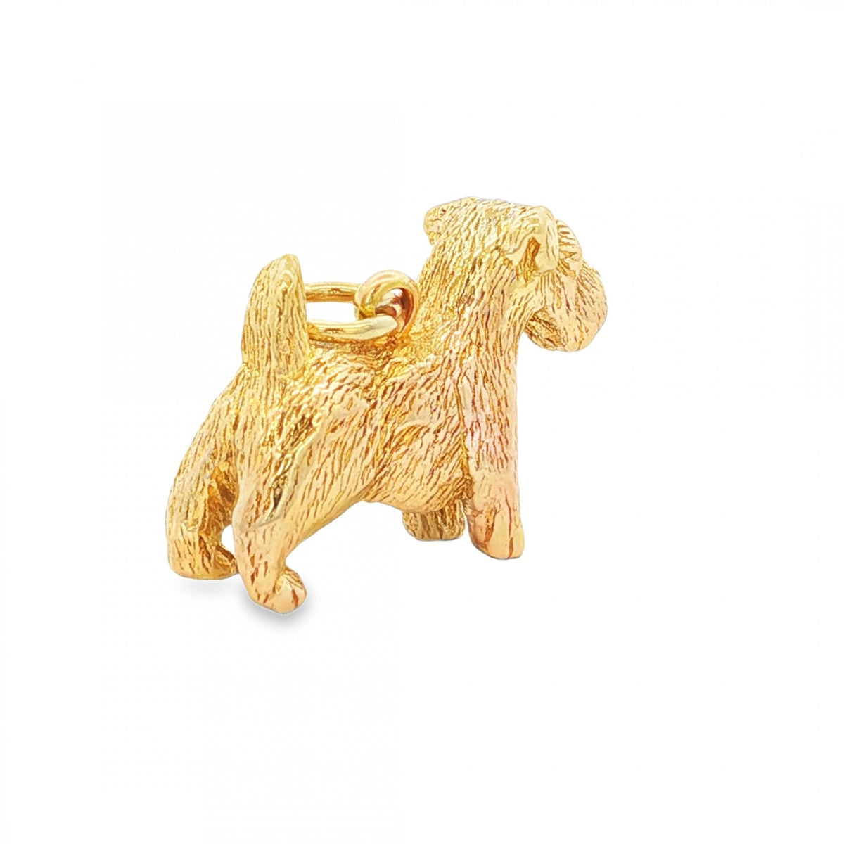 9ct Yellow Gold Terrier Dog Pendant - 21x14x6mm - 6.5g