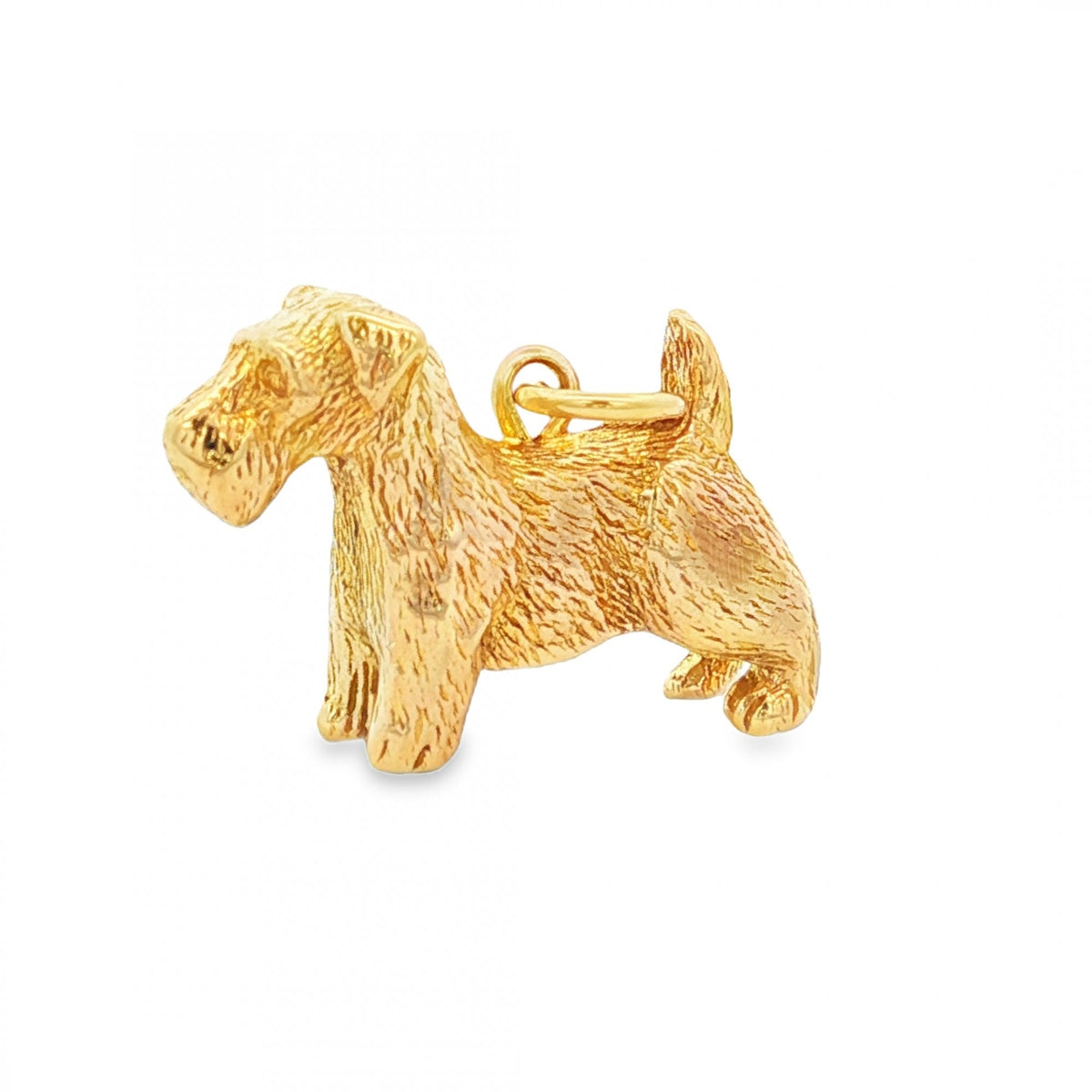 9ct Yellow Gold Terrier Dog Pendant - 21x14x6mm - 6.5g