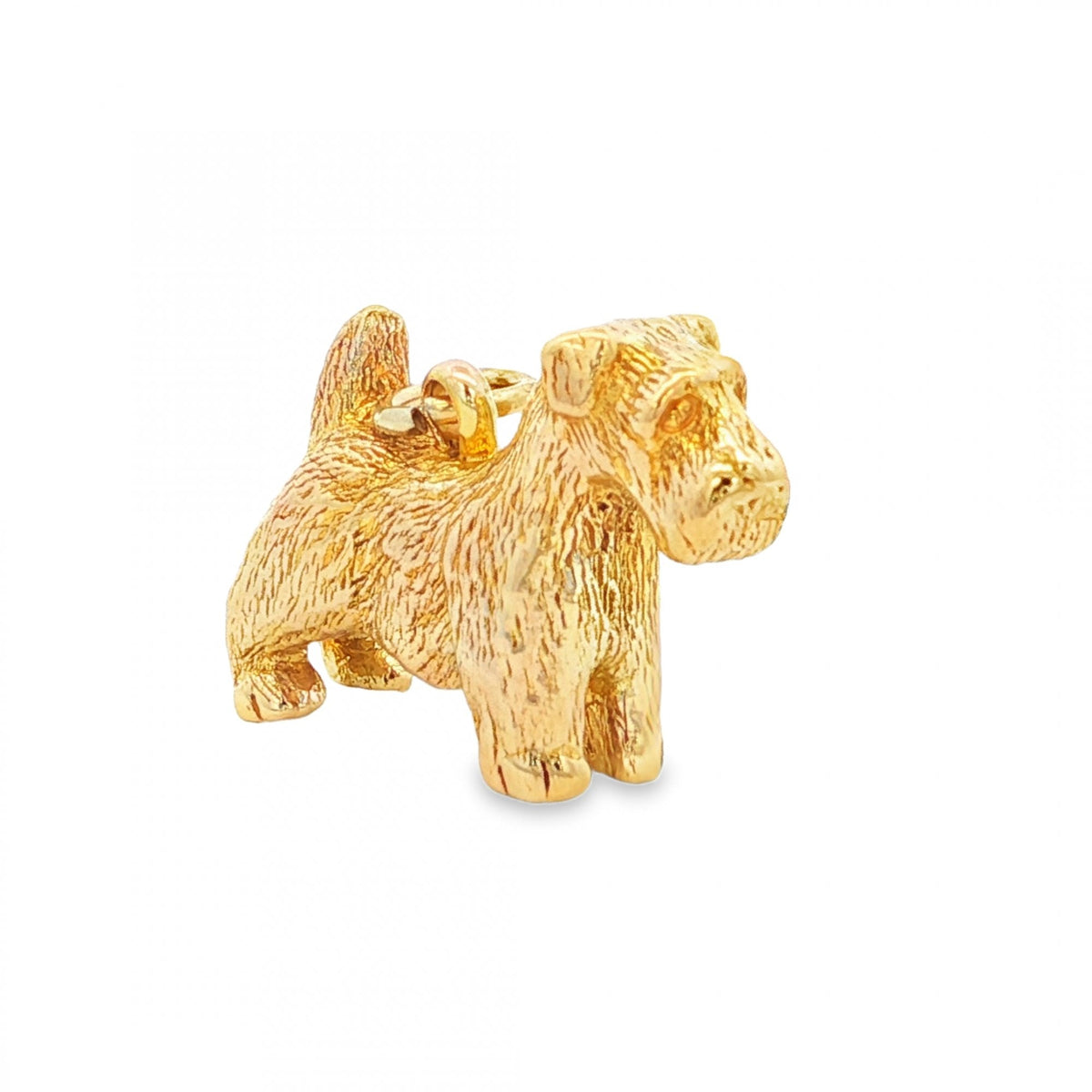 9ct Yellow Gold Terrier Dog Pendant - 21x14x6mm - 6.5g
