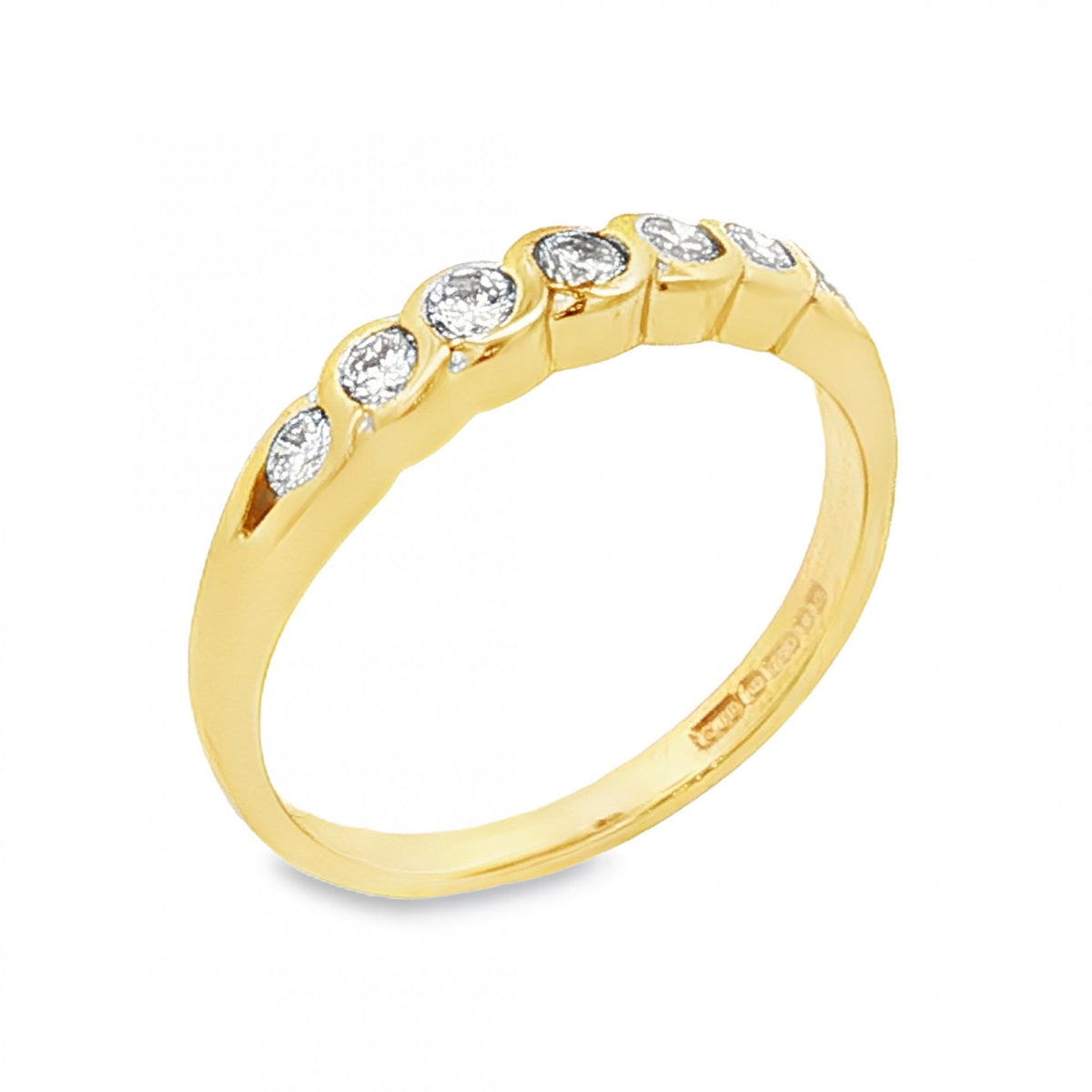 18ct Yellow Gold Diamond Half-Eternity Ring - Size N - 0.30ct