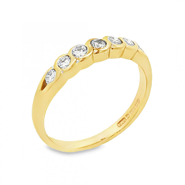 18ct Yellow Gold Diamond Half-Eternity Ring - Size N - 0.30ct