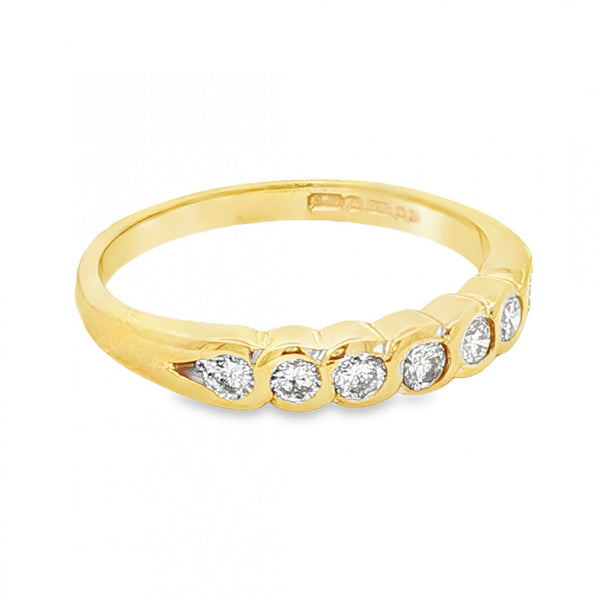 18ct Yellow Gold Diamond Half-Eternity Ring - Size N - 0.30ct