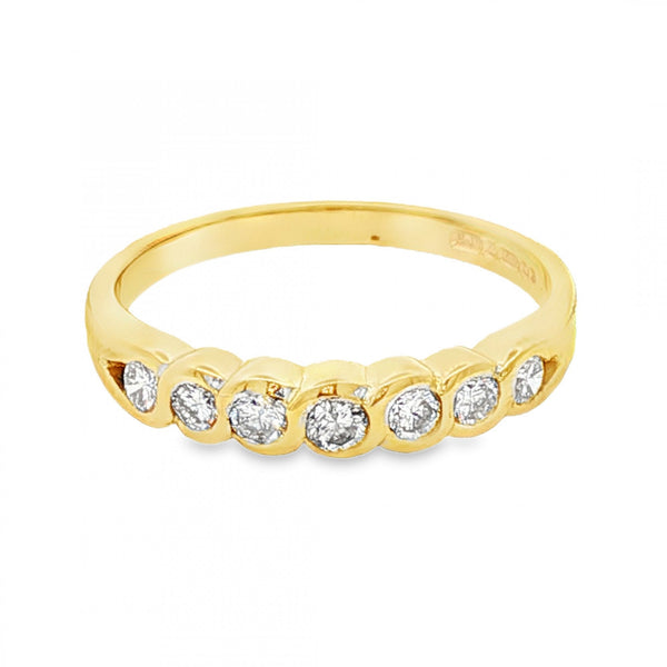 18ct Yellow Gold Diamond Half-Eternity Ring - Size N - 0.30ct