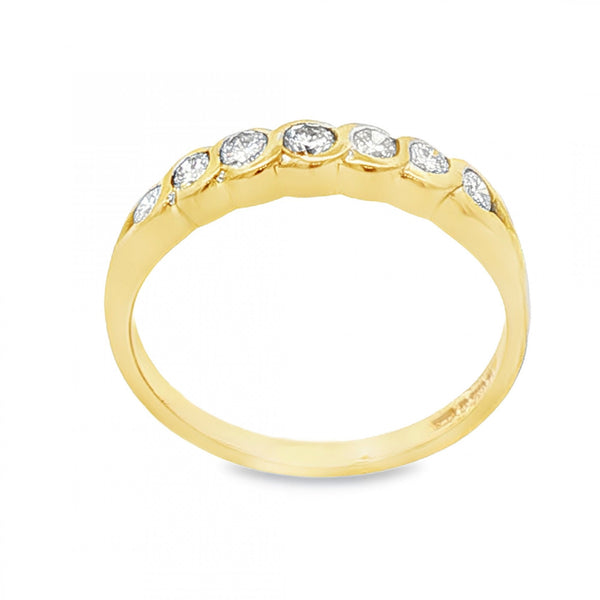 18ct Yellow Gold Diamond Half-Eternity Ring - Size N - 0.30ct
